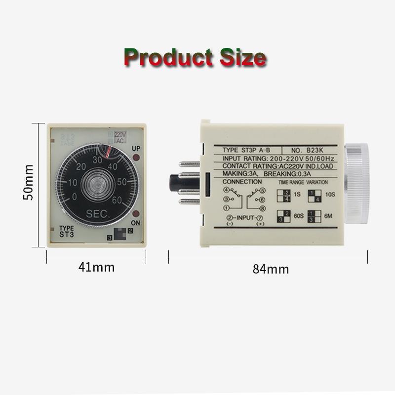 ST3PA A-A/B/C/D/E/F/G Series Time Relay / Timer  (AC 220V 110V DC 24V 12V alternative) Power On Time Delay With Base Socket
