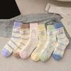 Absorb Sweat Mid Tube Socks Candy Color Thickened Floor Socks Korean Women's Socks  Autumn Winter