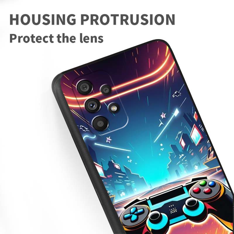 Creative game controller For Samsung A41 A35 A34 A33 A32 A25 A24 A23 A21s A06 A05 A04 A03 Note 10 20 Ultra 5G Black Phone Case