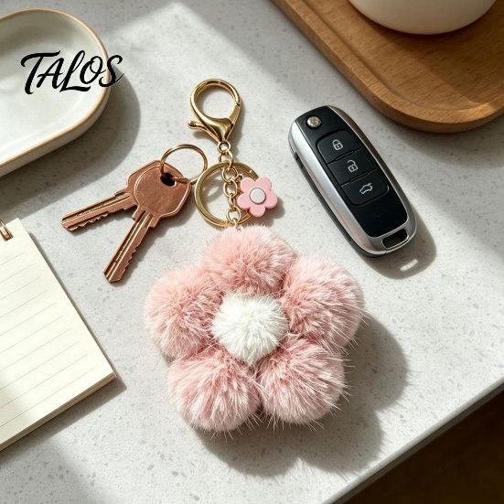Fluffy Flower Bag Charm Plush Keychain for Backpack, Fuzzy Floral Keyring Ornament Charm, Women Girls Handbags Decorative Accessory Backpack