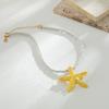 Beach Starfish Pendant Necklace Fashion Stud Earring Jewelry Clavicle Chain