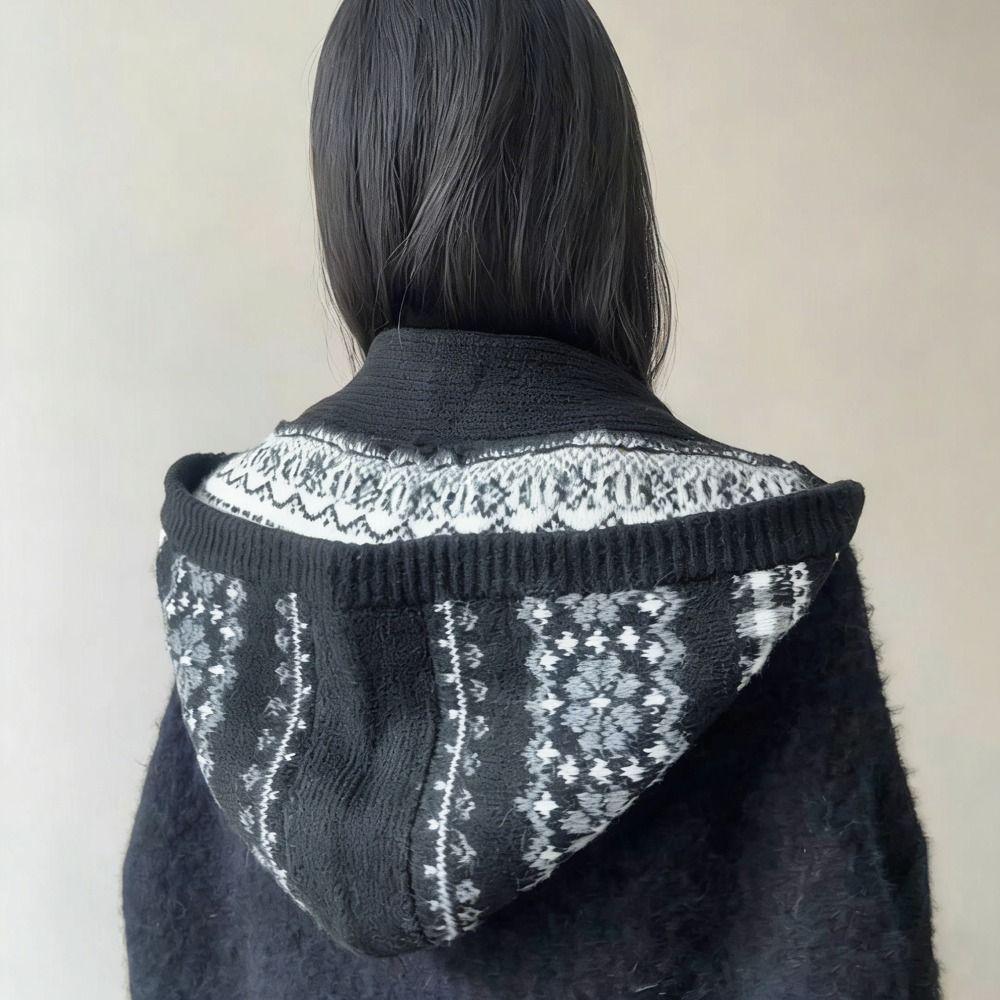 Winter Thickened Integrated Scarf Hat Warm Knitted Cozy Knit Knitted Skullies Beanies Balaclava Headscarf Outdoor Activities