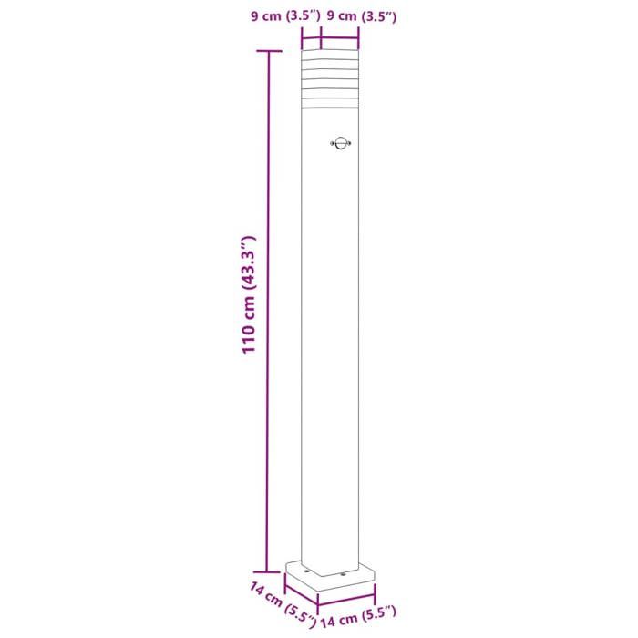 VidaXL Lampadaires d'extérieur avec capteur 3 pcs noir 110cm aluminium, éclairage au sol d'extérieur, éclairage au sol de 4006404