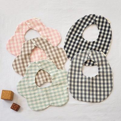 BébéPeng bavoir bébé en coton gaze à carreaux pastel fait main 100% coton, fleur, 1 pièce, ciel