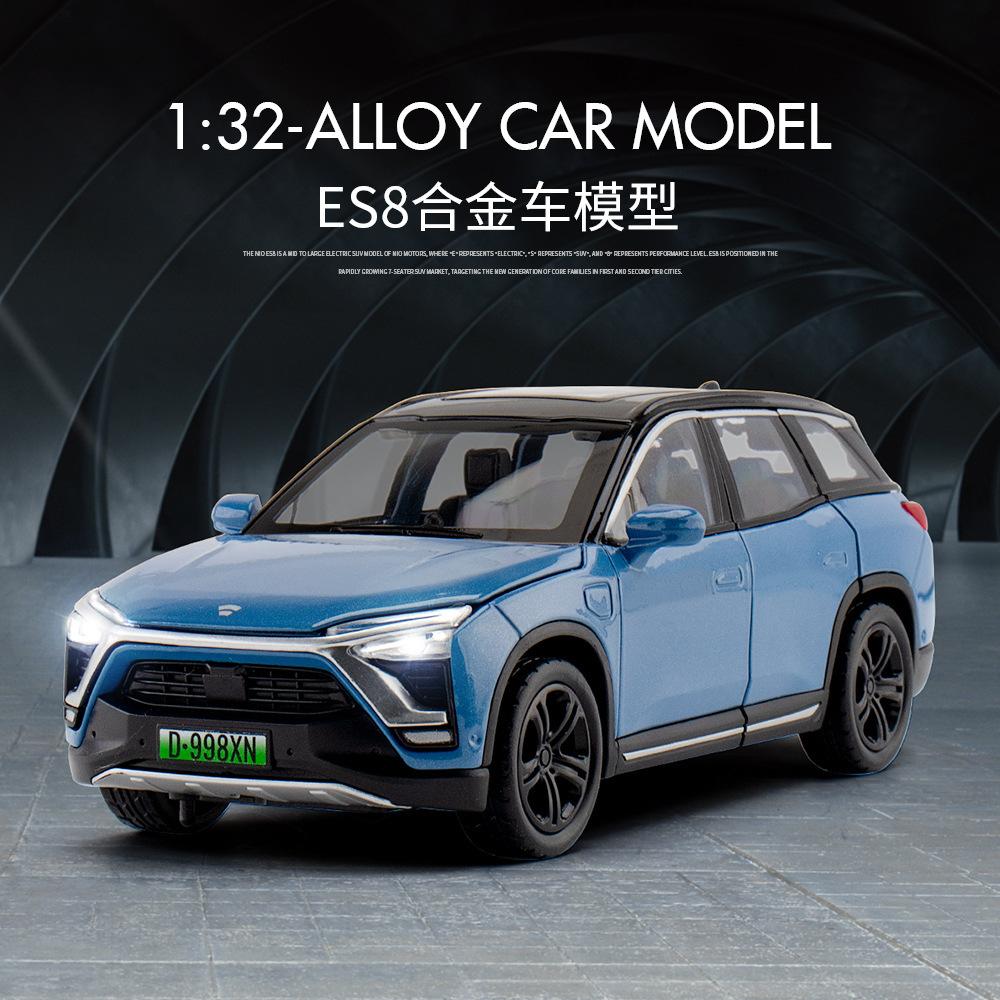 1:32 NIO ES8 Cars Toys Alloy Diecast Models Doors Opened Sound Light Pull Back New Energy Vehicles Present