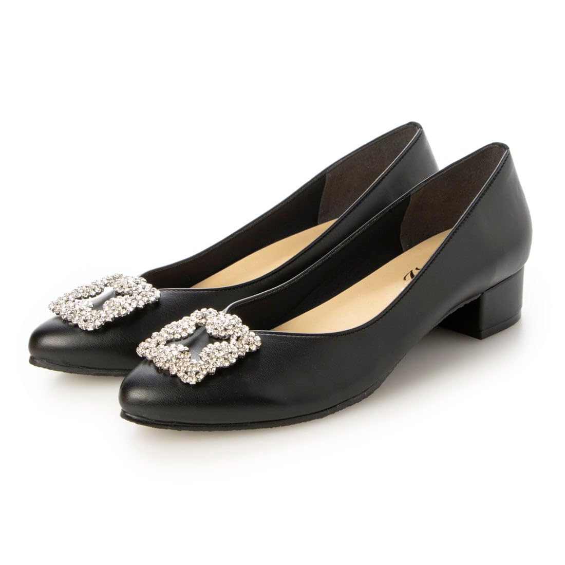 

IK Plus Women s Almond Toe-V Cut Pumps, Size 480-55, Black Smooth, 25.5 cm, 3E