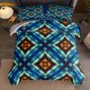 Teal Geo Stripes Retro Art Duvet Cover Set UK Single Double Queen US Twin Full King Size Bed Linen Set