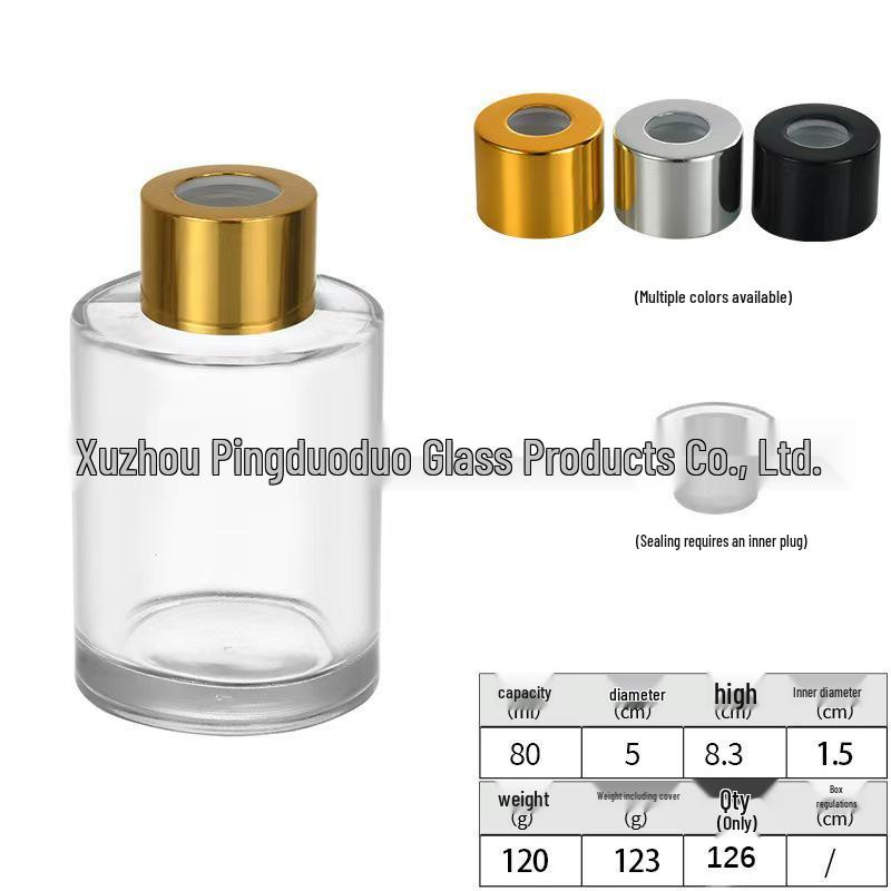 50ml Clear Cylindrical Flameless Aroma Diffuser Glass Bottle with Rattan Sticks for Essential Oils - Ideal for Home or Hotel Decor