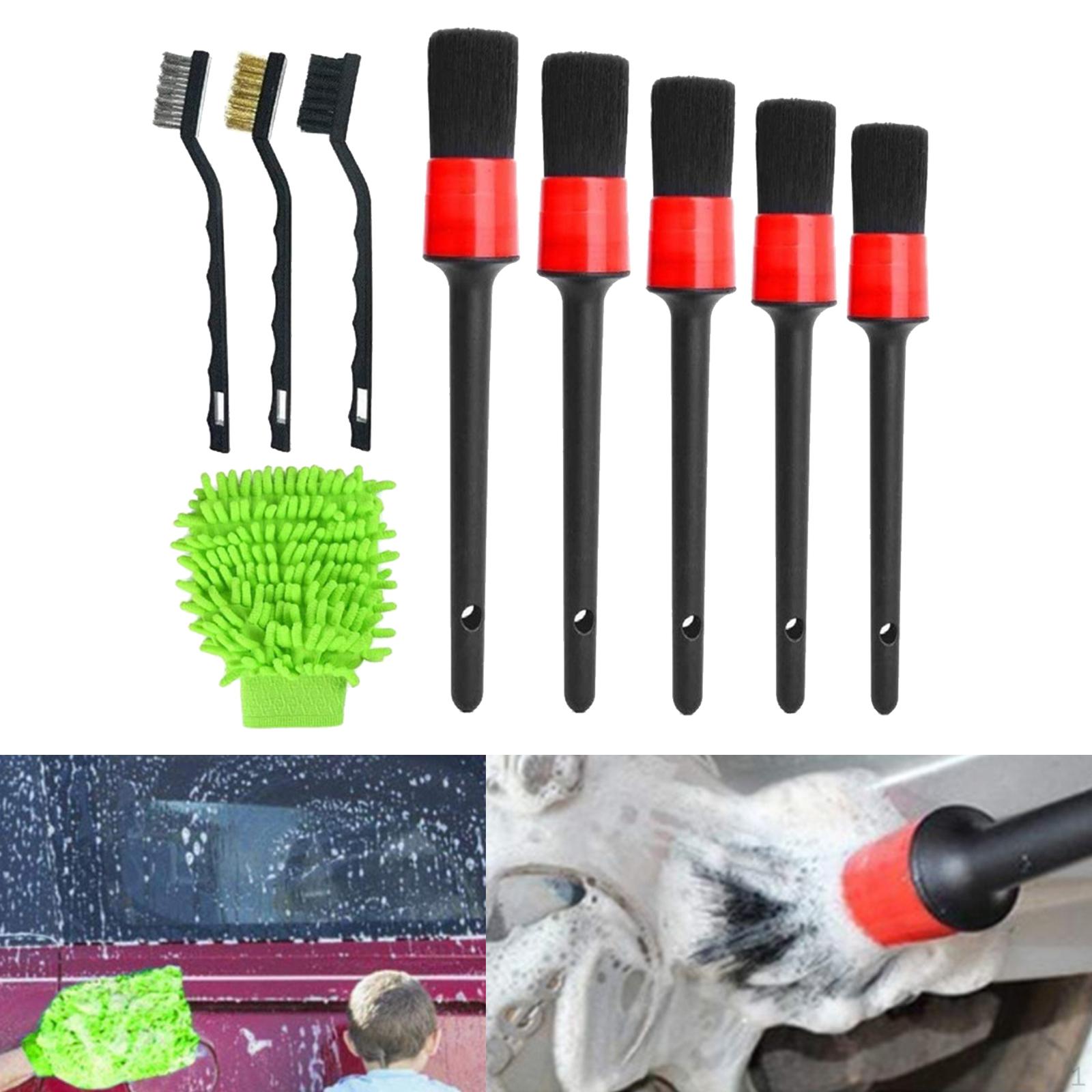 

9 Brush Vents Dirt Dust Car Interior Cleaning Kit Wire with Gloves