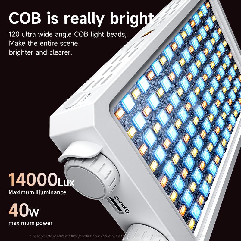 40W LED Camera Light 2800K-9000K Handheld Video Fill Light 4400mAh Rechargeable Photography Lighting Portable RGB LED Lamp Panel