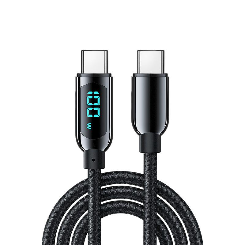 Type C Cable LED Power Display Pd 100w 5a Fast Charging Cable 480mbps Data Transmission USB Data Cable for Mobile Phone 1.2 m чёрный