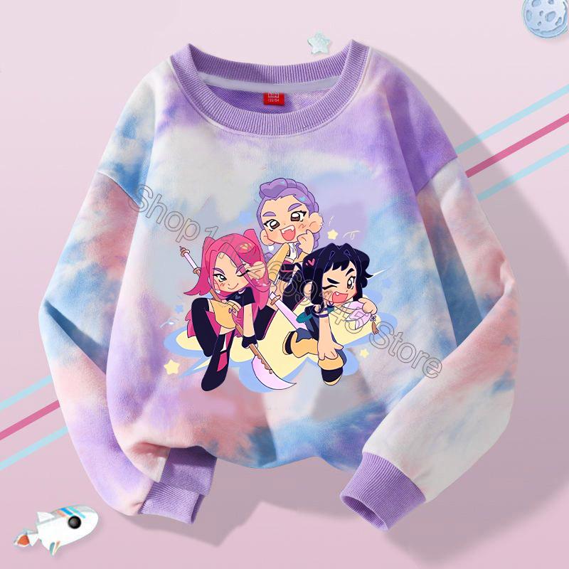 New K Pop Demon Hunters Kids Hoodie Sweatshirt Kawaii Cartoon Printed Tops Boys Autumn Long Sleeves Baby Girl Winter Clothes