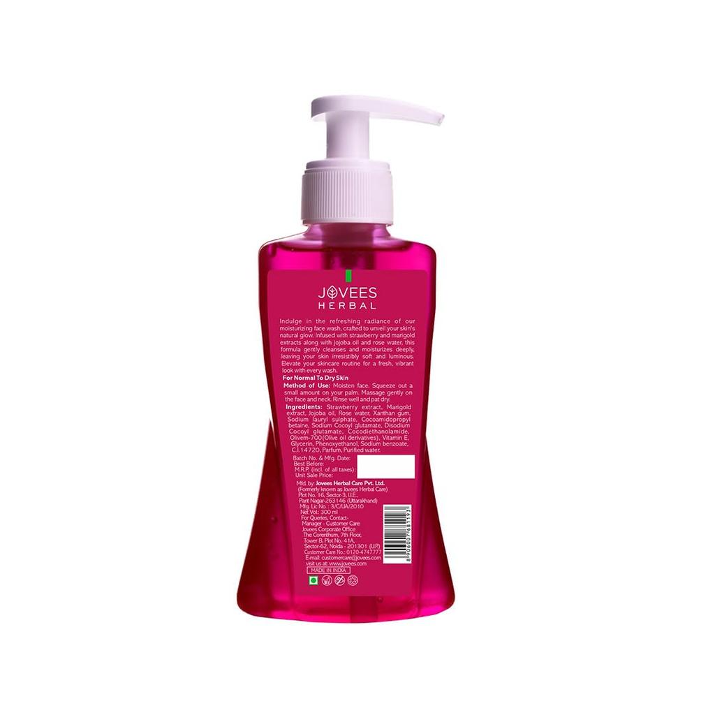 Jovees Herbal Strawberry Face Wash 300ml | Hydrating Gentle Cleanser For Normal  Skin | Brightening Daily Facial Wash Removes Pigmentation