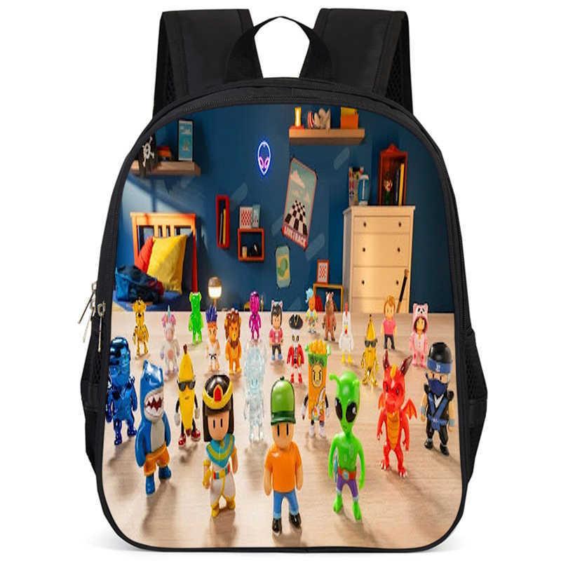Stylish Stumble Guys Game Print Backpack Durable Oxford Cloth School Bag For Kids