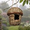 jijijing Grass Woven Bird House, Outdoor Rustic Birdhouse, Hanging Hummingbird Hut, Garden Roosting Pocket for Wrens Sparrows Finches Hummingbirds