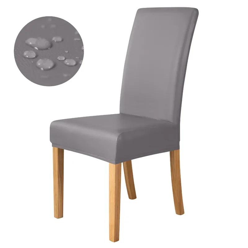 1/4pcs PU Leather Waterproof Dining Chair Covers Anti-dirty Stretch Chair Slipcover Chair Seat Protector for Living Room Kitchen