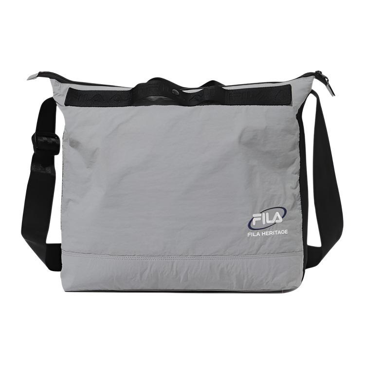 FILA Logo Zipper Closure Nylon Crossbody Shoulder Bag Large Unisex bags Gray FS3BCF6332X-GRY Large