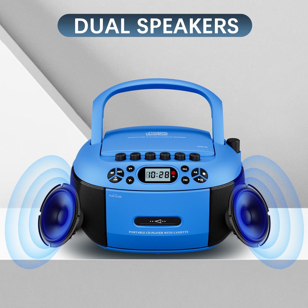 Lecteur CD et Cassette Bluetooth Portable avec Radio