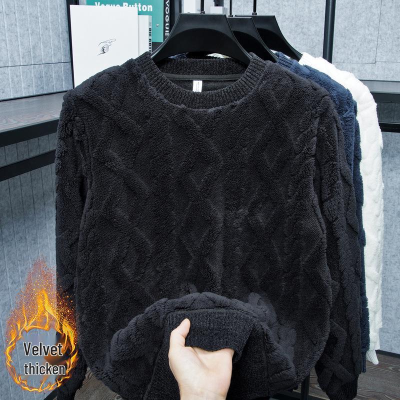 

Men s Chunky Knit Round Neck Sweater - Autumn/Winter Fashion L чорний