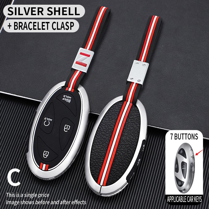5 7 Buttons Zinc Alloy + Silicone Car Key Case Cover For Hyundai Kona Ev Grandeur GN7 IONIQ 6 2025 2025 Remote Key Protect Shell