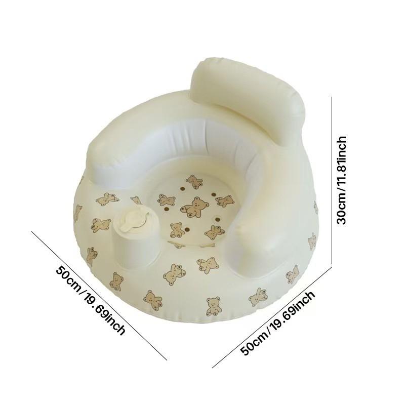 Inflatable Baby Sofa Infants - Soft PVC Lounge Chair With Auto Inflate Bear/Giraffe/Tulip Designs 52x45x35cm