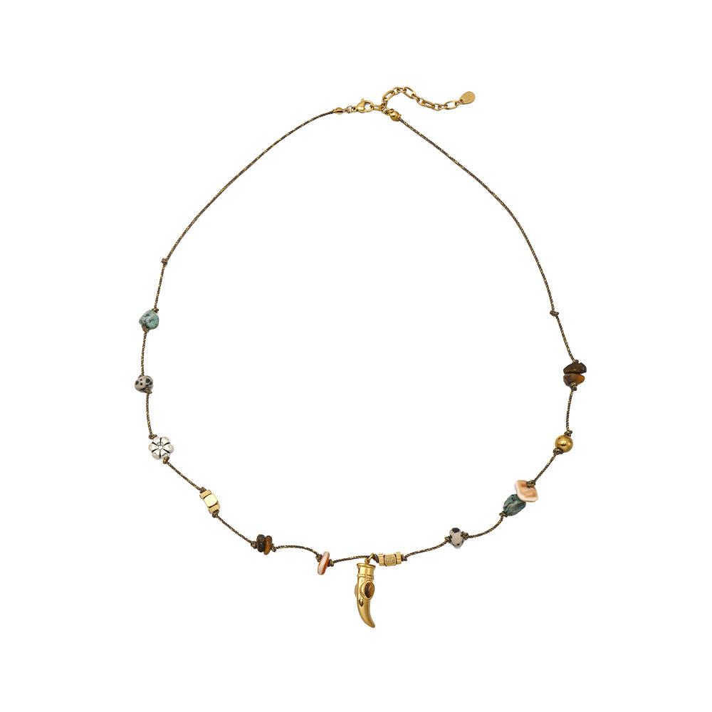 Western Nomadic Tribe Tiger's Eye Stone Beaded Necklace Female Bohemian Light Luxury High-end Autumn and Winter Sweater Chain Female