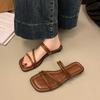 New Round Toe Elegant Open-toe Beach Sandals In Summer, Fashionable and Comfortable Two-wear Flat Casual Slippers for Women