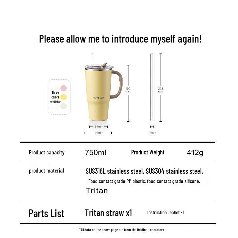 Buydeem Jumbo Stainless Steel Insulated Straw Tumbler