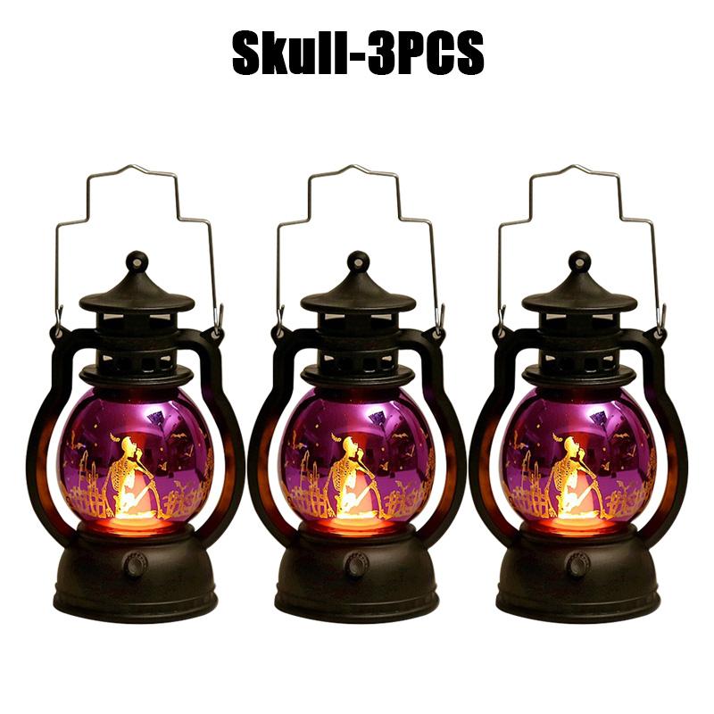 Halloween Decorations LED Ghost Lantern Candle Lights Stump Lanterns Holiday Ambience Ornaments Horror Decoration