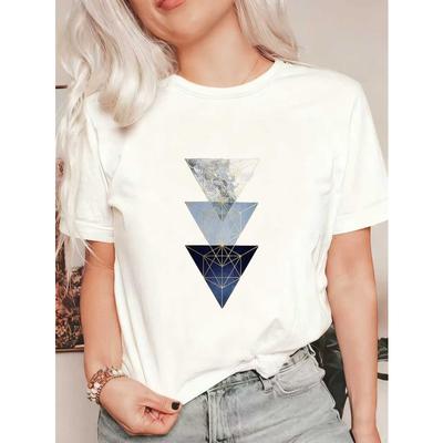 Oversized T Shirt Black Geometric Triangles Print Casual Wear