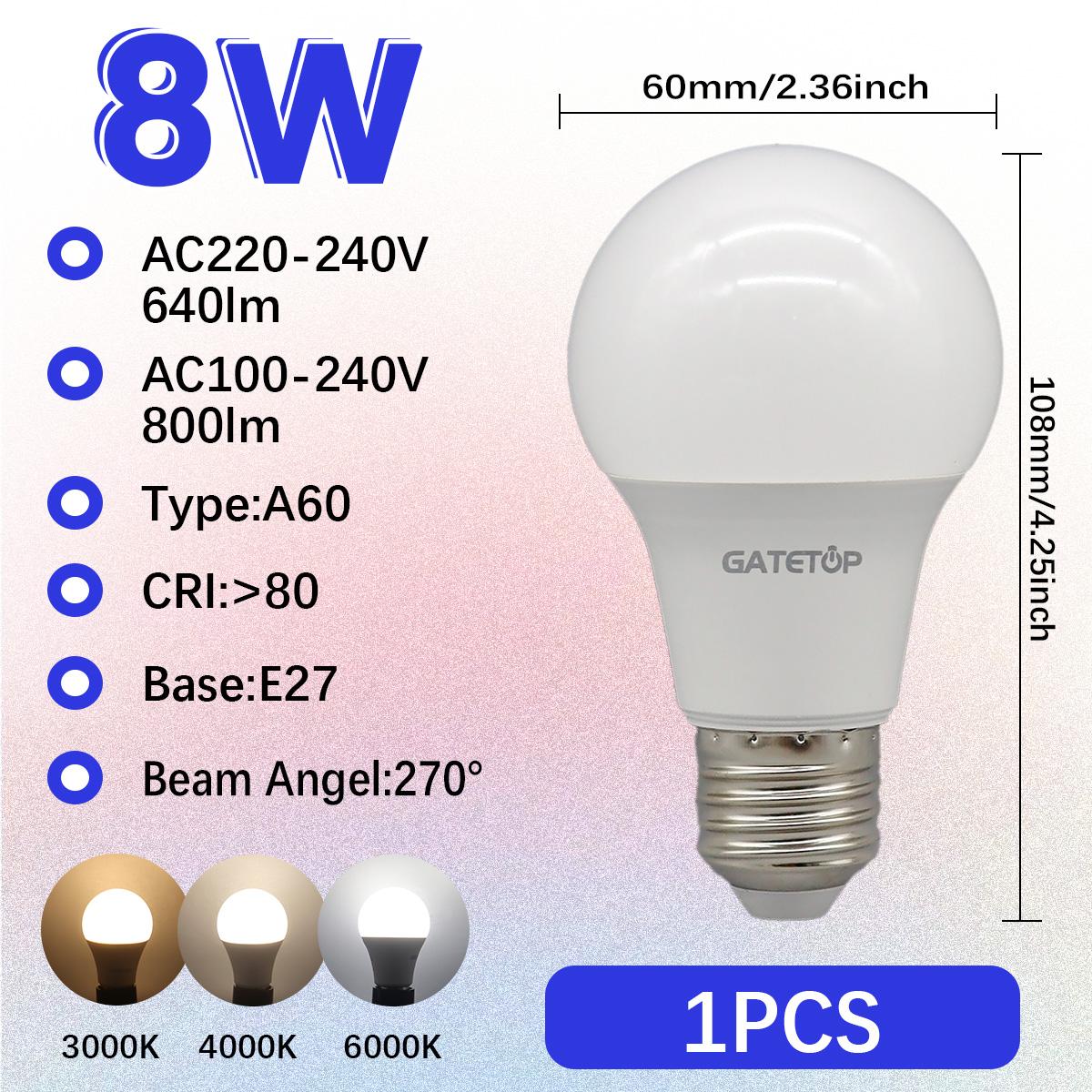 

1-10PCS Hight quality LampsLED Bulb E27 Lamps 8W AC 110V 220V Light Bulbs Warm lighting daylight RA80 for home derection AC220-240V&Daylight 4000K