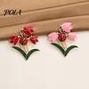 Elegant Floral Jewelry Enamel Tulip Ladybug Brooch for Women, Oil-Dripping Flower Ladybird Decorative Accessory Lapel Pin, Sweater Cardigan Coat Suit