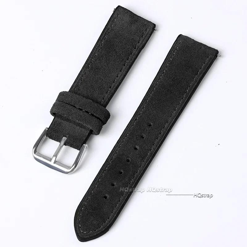 Suede Natūralios Odos Laikrodžio Dirželis Seiko Vintage Rankų Darbo Siuvinėtas Apyrankė Rolex 18mm 19mm 20mm 22mm 24mm Laikrodžio Dirželis