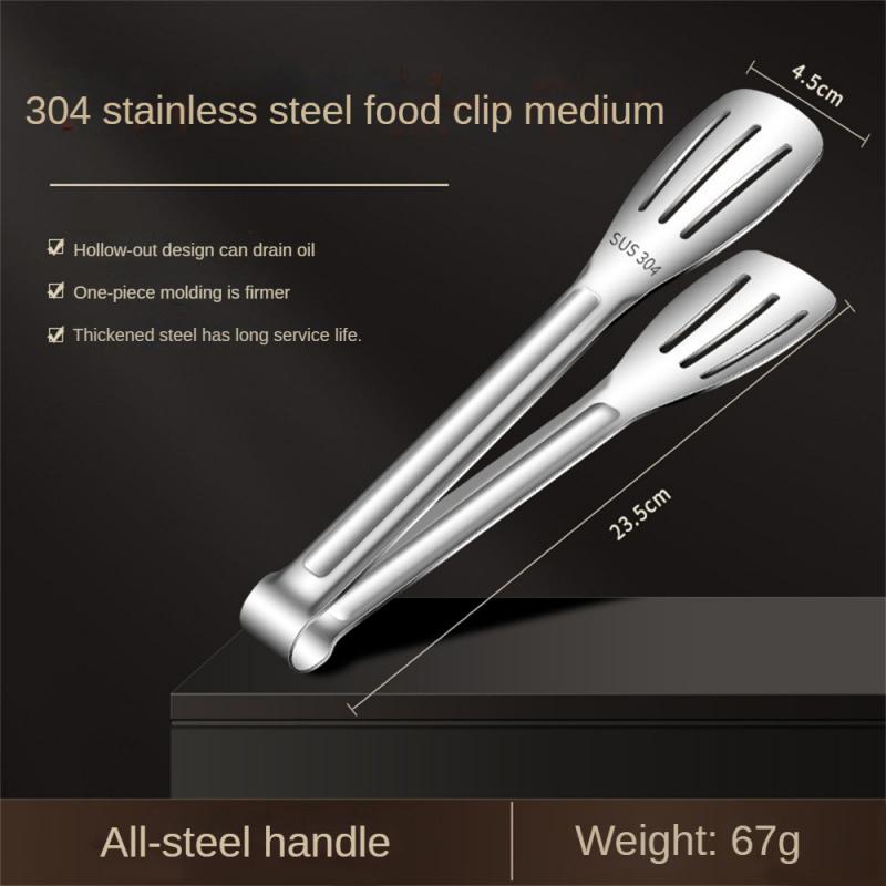 7/9/12inch 304 Stainless Steel Food Clip BBQ Grill Steak Food Clip Silicone Non-slip Handle Bread Tong Party Kitchen Accessories