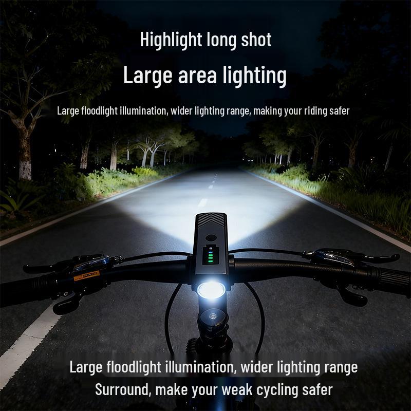 High-Brightness Bicycle Light with Type-C Charging & Power Display for Night Riding