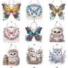 Double Sided Acrylic Owl 5D DIY Diamond Painting Dots Pendant Rhinestone Diamond Art Pendants for Garden Window Decor