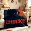Good Guys Classic Horror Doll Pattern Theme Flannel Blanket Warm Comfortable Fleece Blanket For Office Sofa Party Decor Halloween Gift