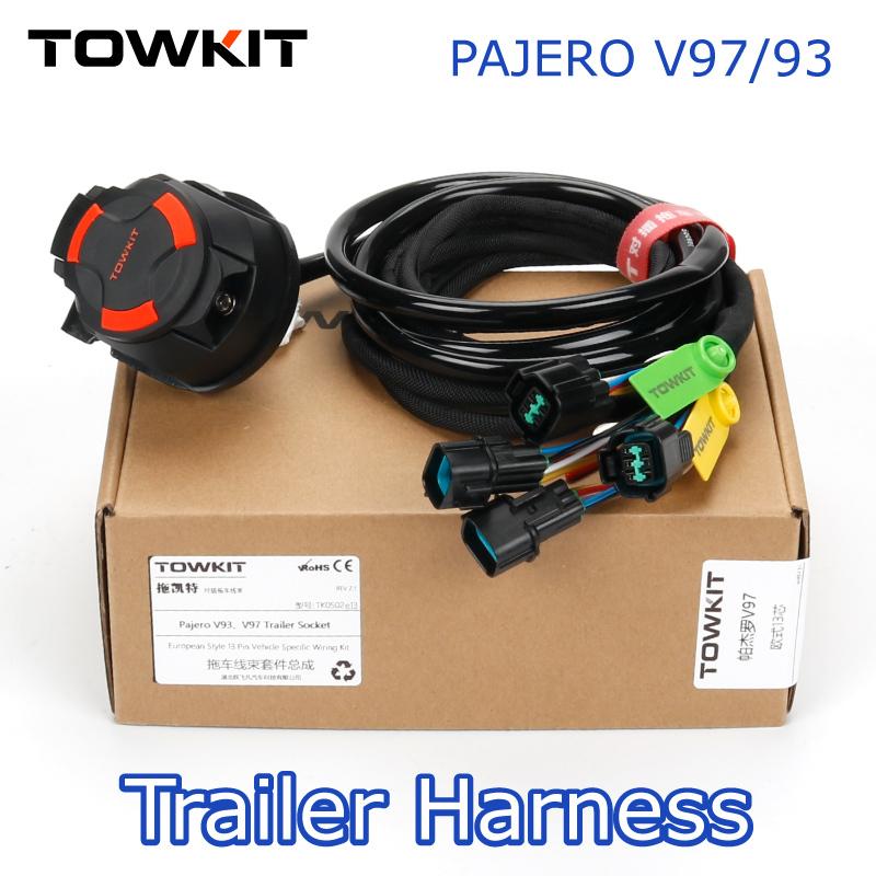 For Pajero V97/V93 trailer wiring harness Eur 13/7 pin trailer RV tail light signal Australia 12/7 pin PAJERO V77 V73 Socket