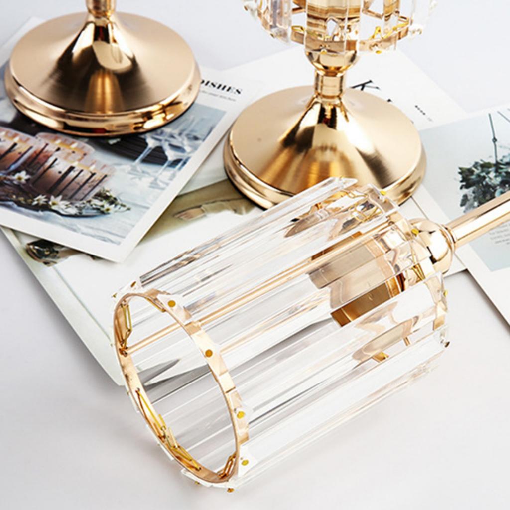 1pc Golden Pillar Candle Holder Crystal Candlesticks for Dining Coffee Table Wedding Events Parties Home Decor Candle Holders