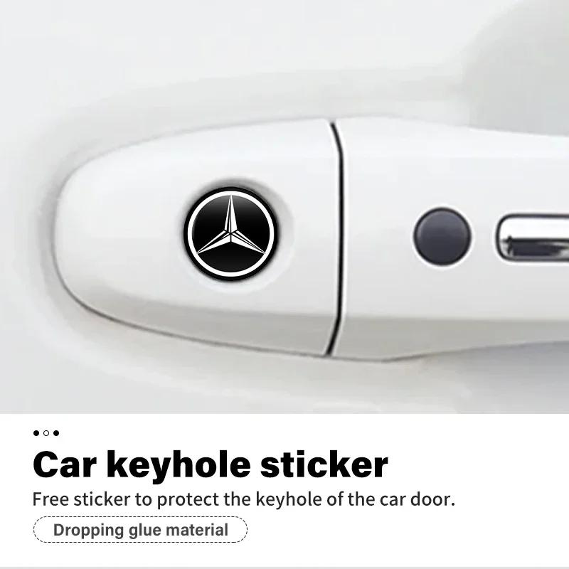 Jwlsk5 2025 Hot 8pcs Car Door Keyhole Cover Sticker Universal Lock Core Decal For Benz C180 C300 W124 W176 W177 C200 C260 GLC CLE CLA A