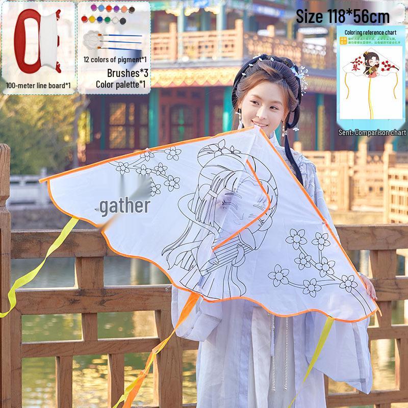 Handmade Children's DIY 1.2m Coloring Kite - Easy To Fly In Light Breeze