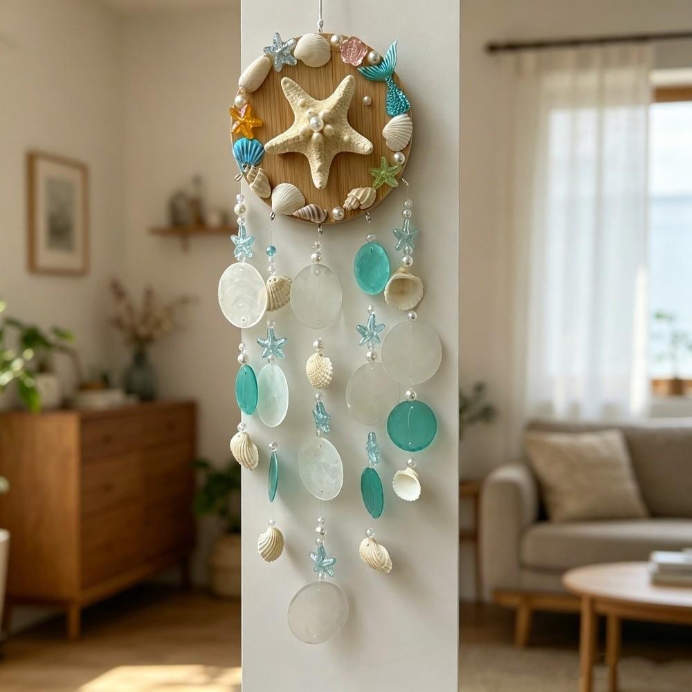 Coastal Style Sea Shell Wind Chime Wall-mounted Outdoor Wind Catcher Garden Wind Chimes Balcony