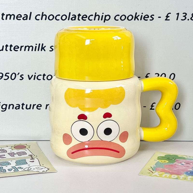 Milk Fufu Cute Clown Kettle Girls High Value Ceramic Mug with Lid Couple Coffee Cup Birthday Gift