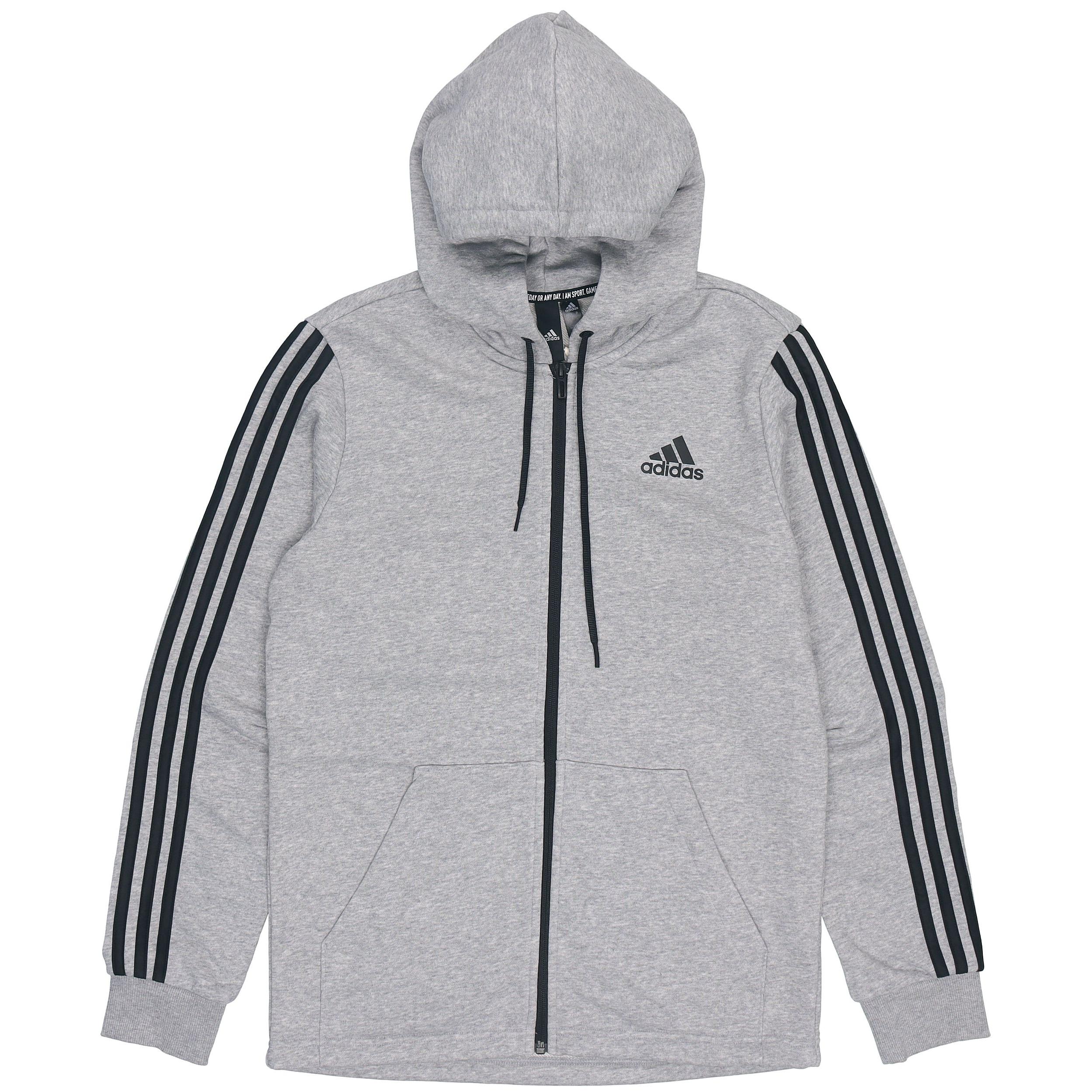adidas Basic Side Sleeve Stripe Hooded Jacket Gray Men s DQ1454 S