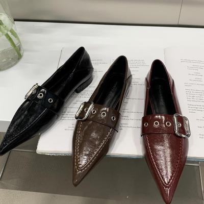 Zapatos planos de punta nuevos y a la moda para mujer, lujosos zapatos planos tipo bailarina con cadena metálica, zapatos de ballet ligeros, mocasines casuales.