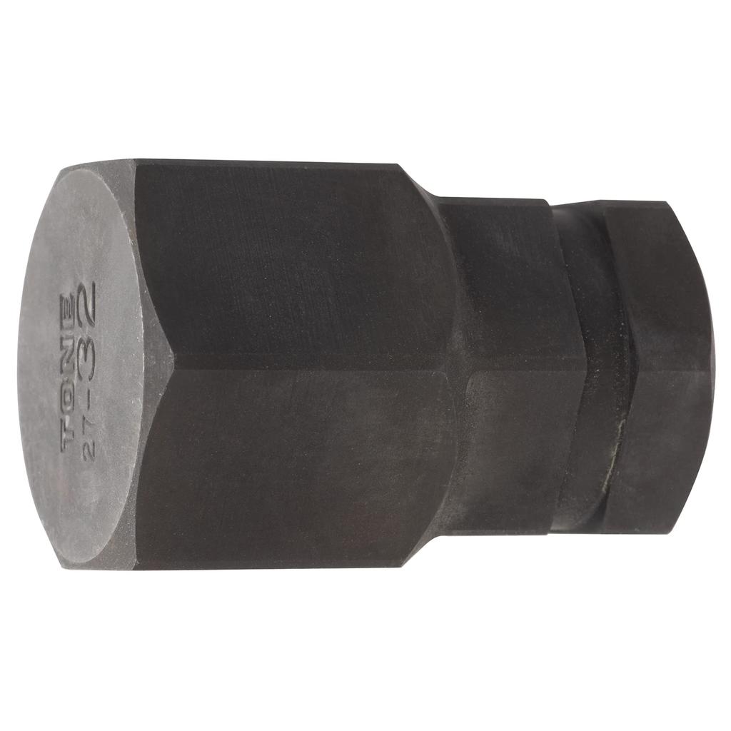 TONE Impact Hexagon Bit Drive Square Bit Insertion 27mm Width Across Flats 32mm (Replaceable) BIT27-32