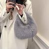 Fashion Trend, High-end Sense, Exquisite Furry Handbag, Black, White and Gray Are Three-color Bags 24 Winter New Models
