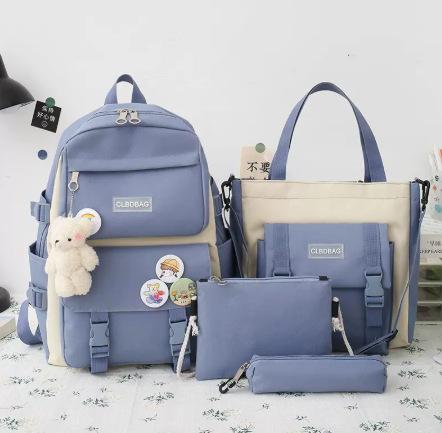 Schoolbag Female College Student Campus Canvas Bag Grades 3 to 5 and 6 Large Capacity Middle School Student Junior High School Student Backpack Female