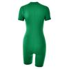 Women's Tight-fitting Jumpsuit And Winter Short Sleeve Zipper Striped Leggings