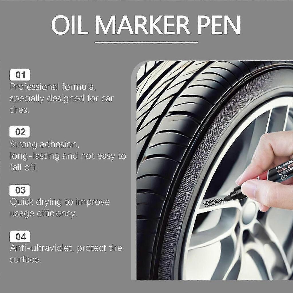 Durable Tire Oil Marker  Fast Drying, WeatherResistant Graffiti Paint for Car Tires, Easy DIY  Professional Use